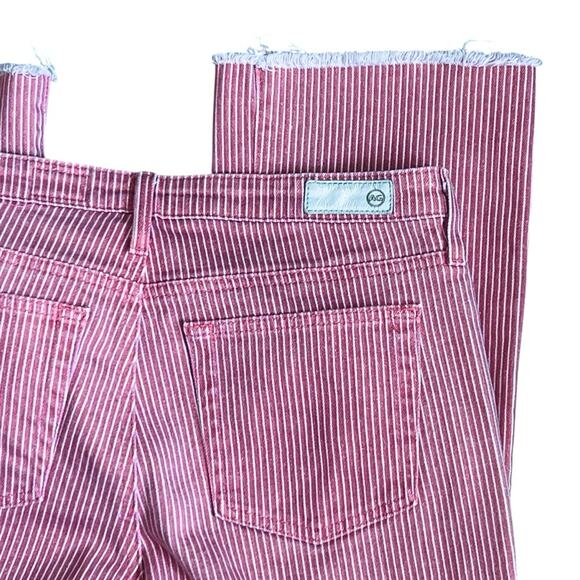 AG Adriano Goldschmeid Women’s Sz 29 Pink Stripe Flare Crop Jean Jodi Denim - Picture 11 of 16